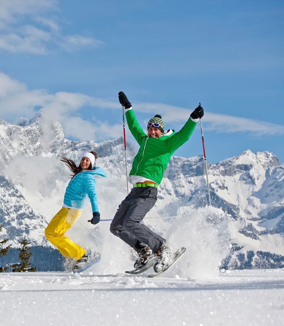 Viel Spaß bei einer Schneeschuhwanderung